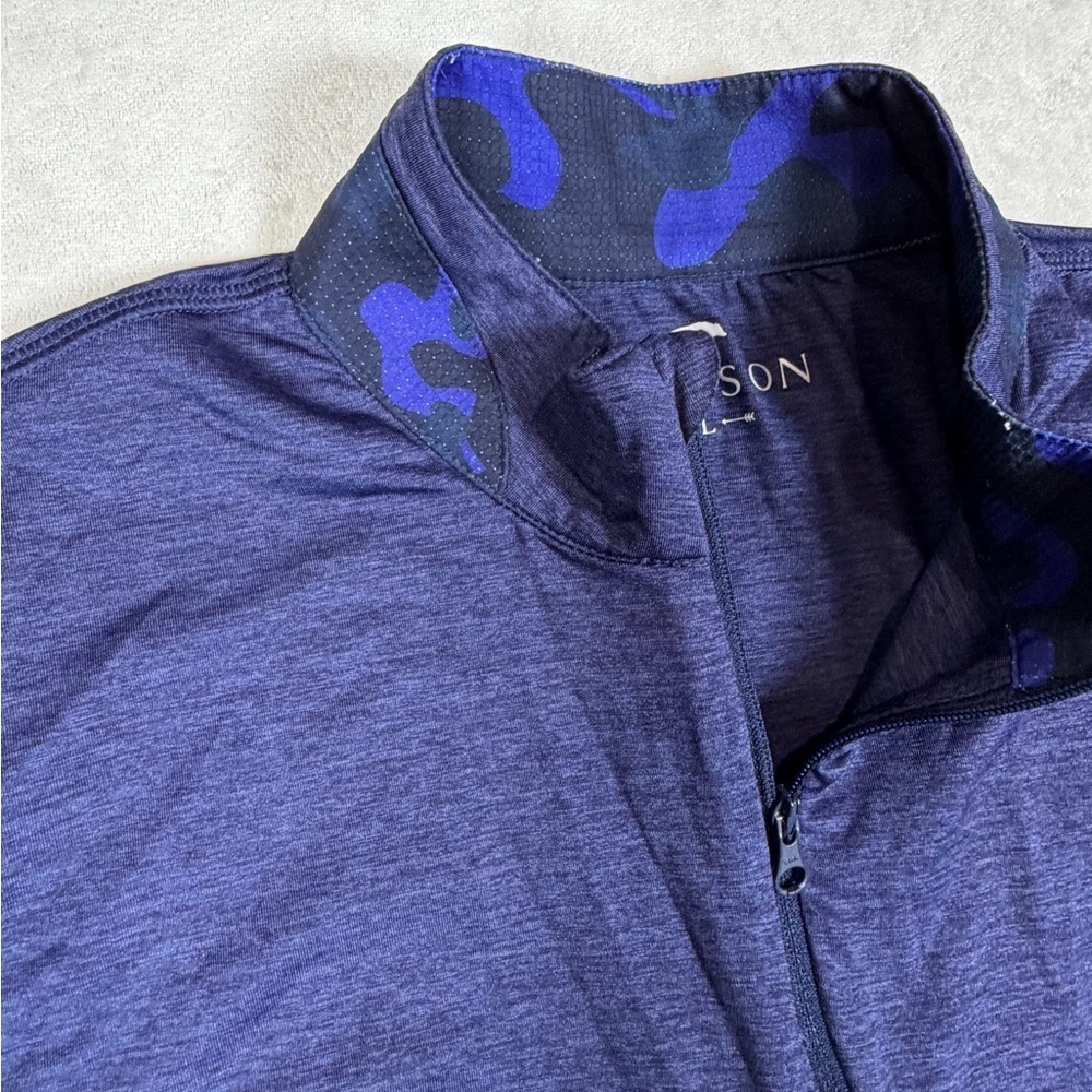Greyson Size Large Navy Camo Collar Performance Quarter-Zip Top Sweater Golf - Picture 3 of 7